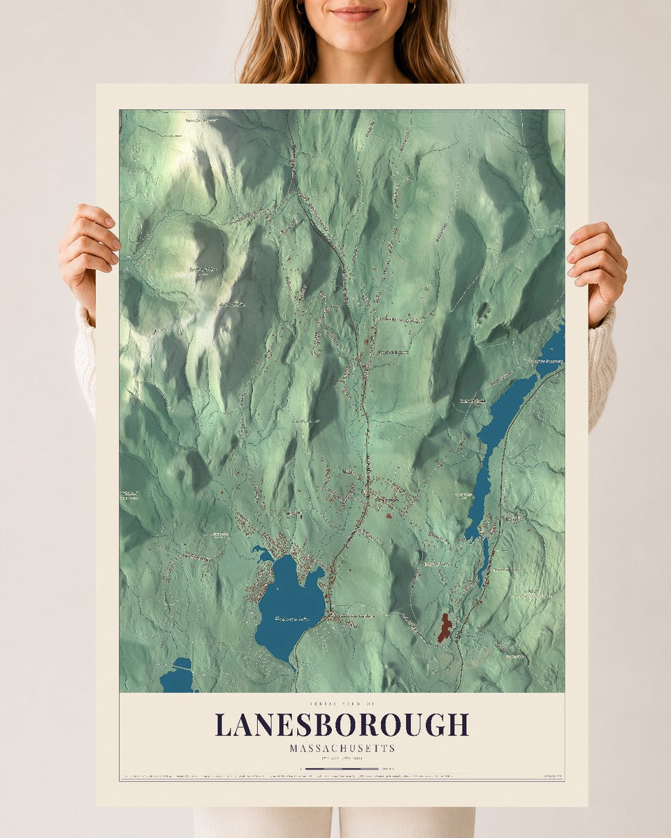 Lanesborough, Massachusetts map print - 24 x 36 archival matte print