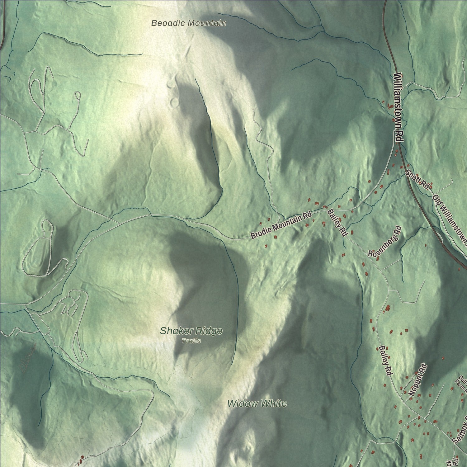 Terrain and local geography detail from the Lanesborough, Massachusetts map