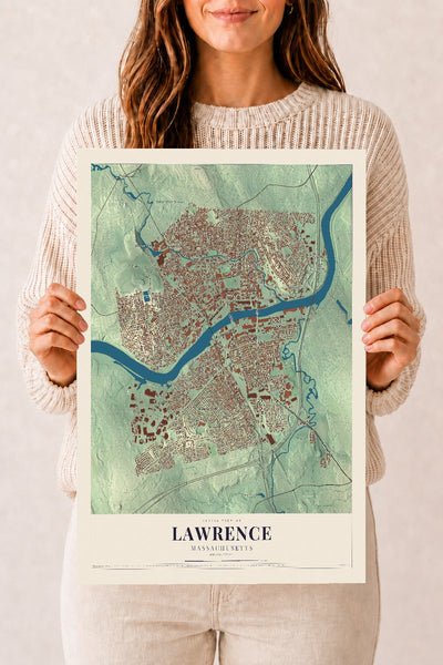 Lawrence, Massachusetts map print - 12 x 18 archival matte print