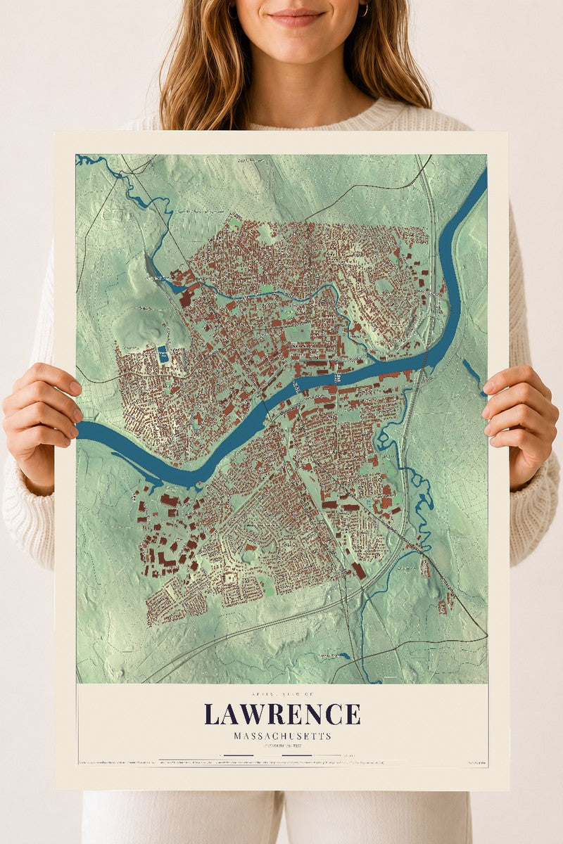 Lawrence, Massachusetts map print - 18 x 24 archival matte print
