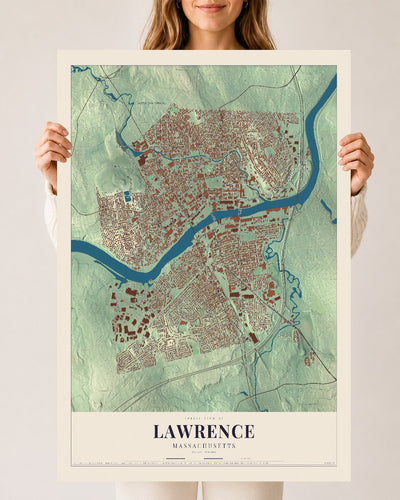 Lawrence, Massachusetts map print - 24 x 36 archival matte print