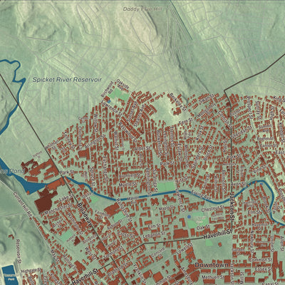 Terrain and local geography detail from the Lawrence, Massachusetts map