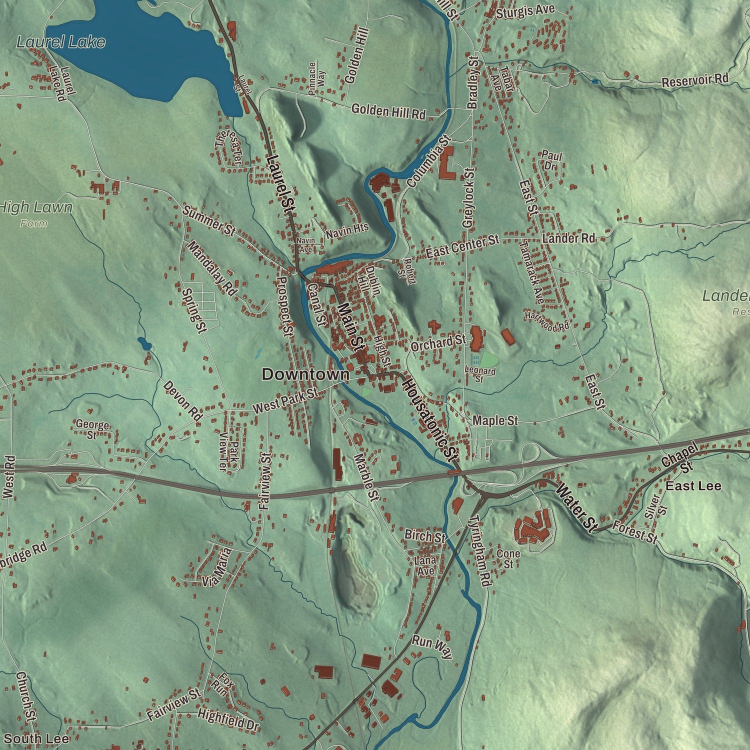 Street and neighborhood detail from the Lee, Massachusetts map