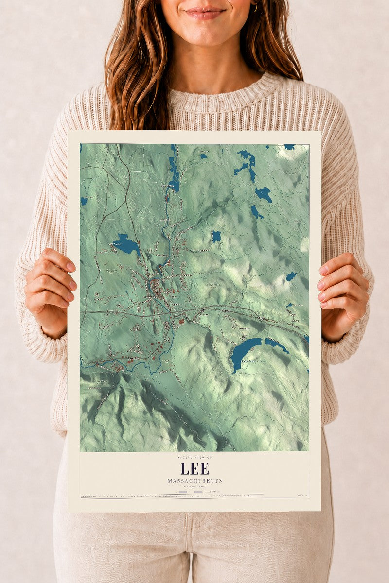 Lee, Massachusetts map print - 12 x 18 archival matte print