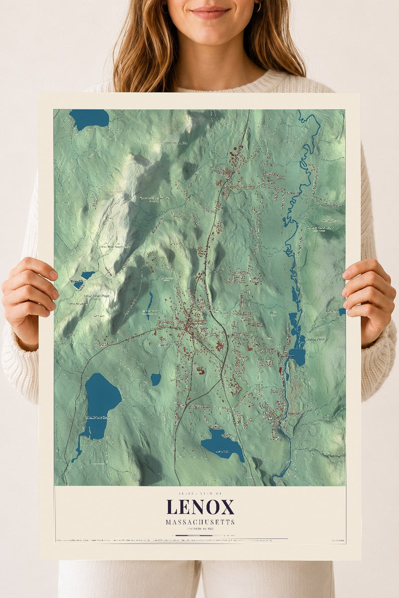 Lenox, Massachusetts map print - 18 x 24 archival matte print