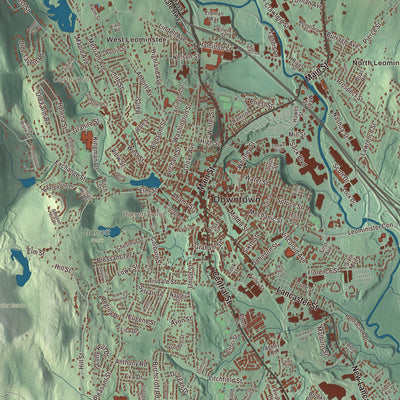 Street and neighborhood detail from the Leominster, Massachusetts map