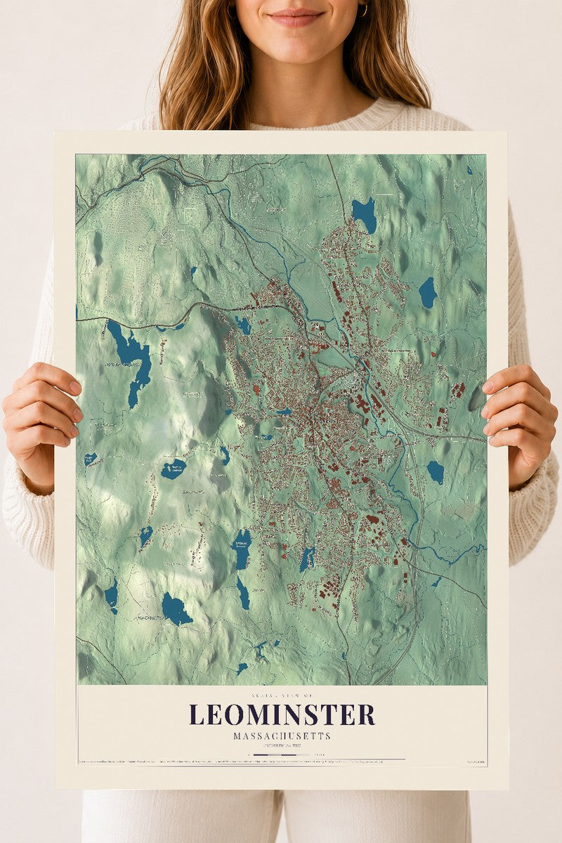 Leominster, Massachusetts map print - 18 x 24 archival matte print