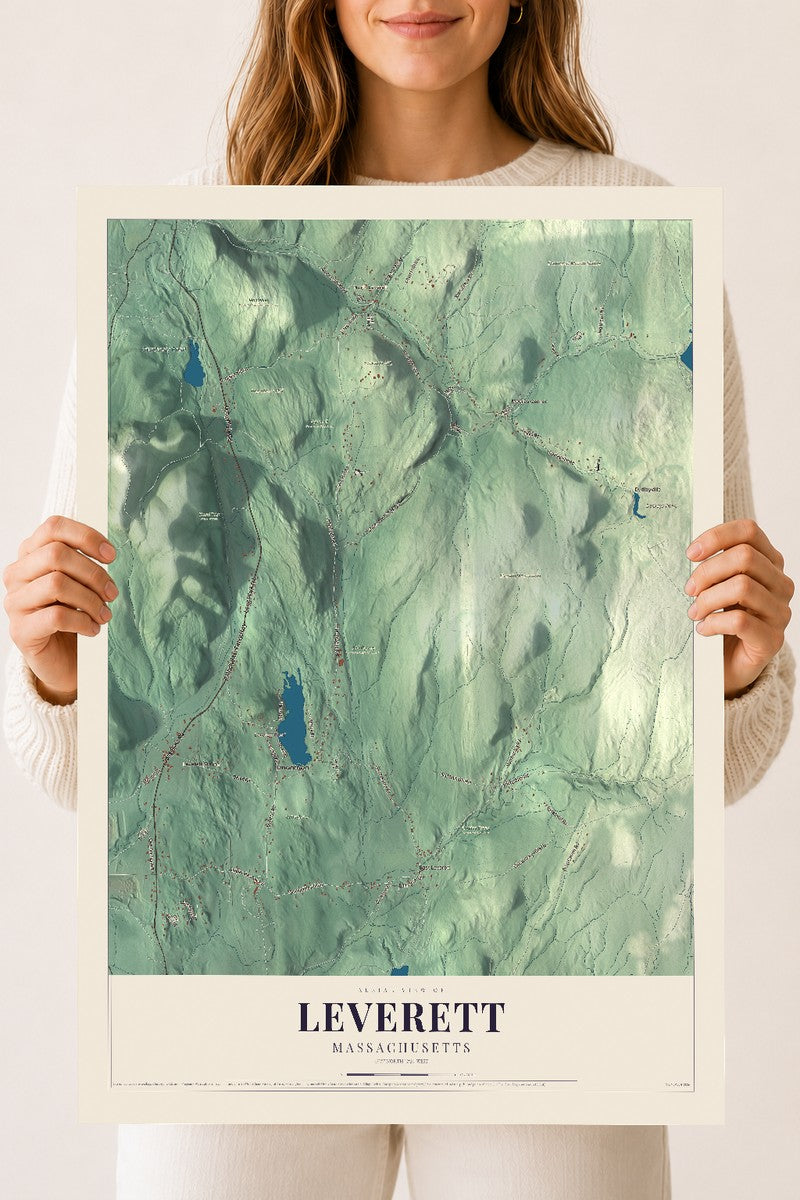 Leverett, Massachusetts map print - 18 x 24 archival matte print