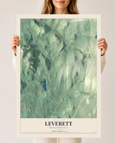 Leverett, Massachusetts map print - 24 x 36 archival matte print