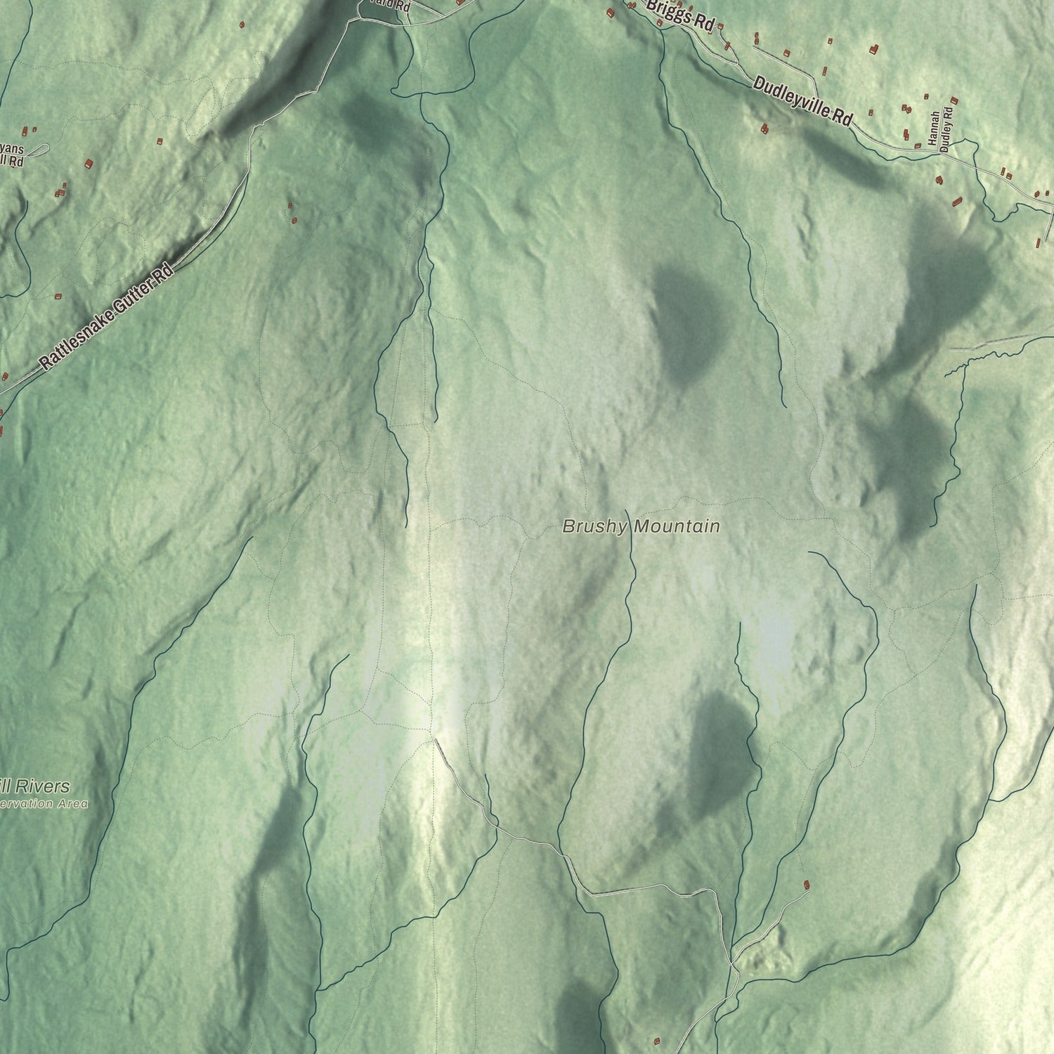 Terrain and local geography detail from the Leverett, Massachusetts map