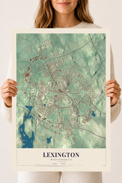 Lexington, Massachusetts map print - 18 x 24 archival matte print