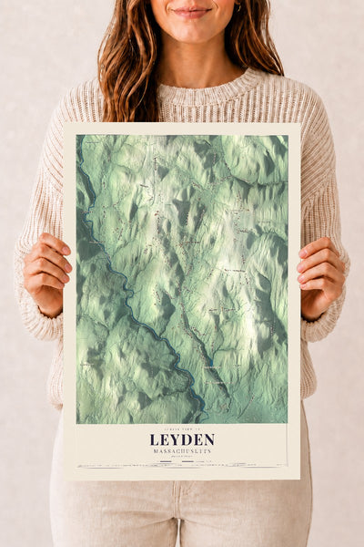 Leyden, Massachusetts map print - 12 x 18 archival matte print