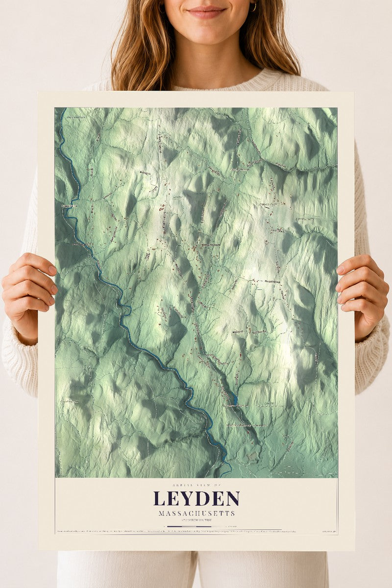Leyden, Massachusetts map print - 18 x 24 archival matte print