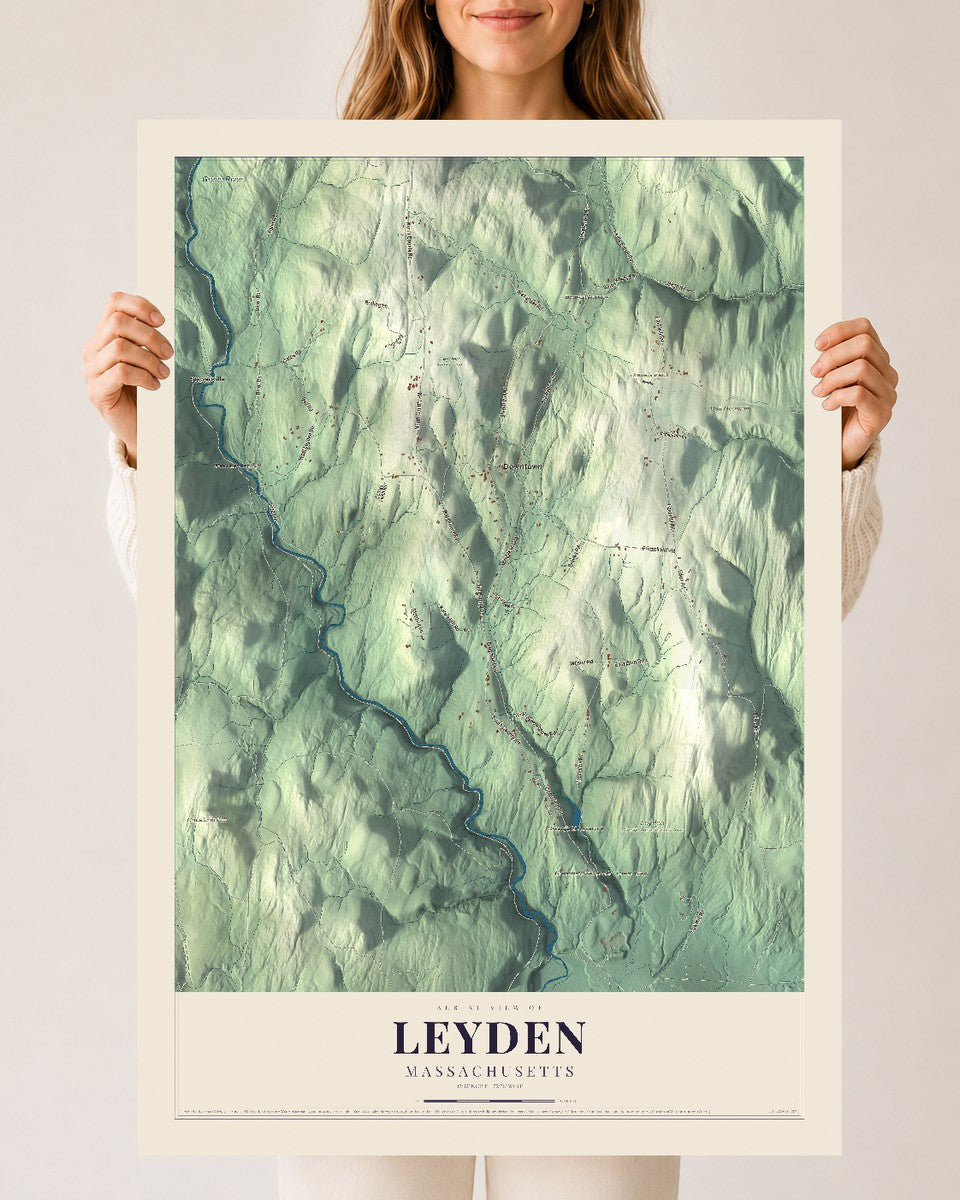Leyden, Massachusetts map print - 24 x 36 archival matte print