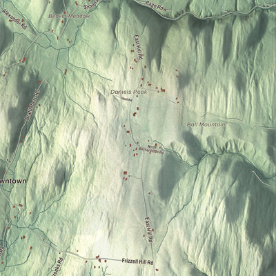 Terrain and local geography detail from the Leyden, Massachusetts map