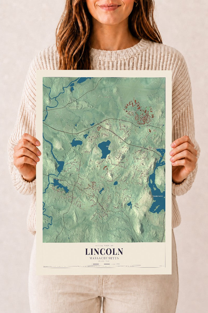 Lincoln, Massachusetts map print - 12 x 18 archival matte print