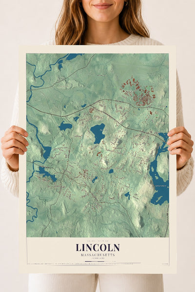 Lincoln, Massachusetts map print - 18 x 24 archival matte print