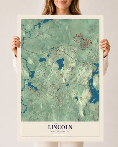 Lincoln, Massachusetts map print - 24 x 36 archival matte print