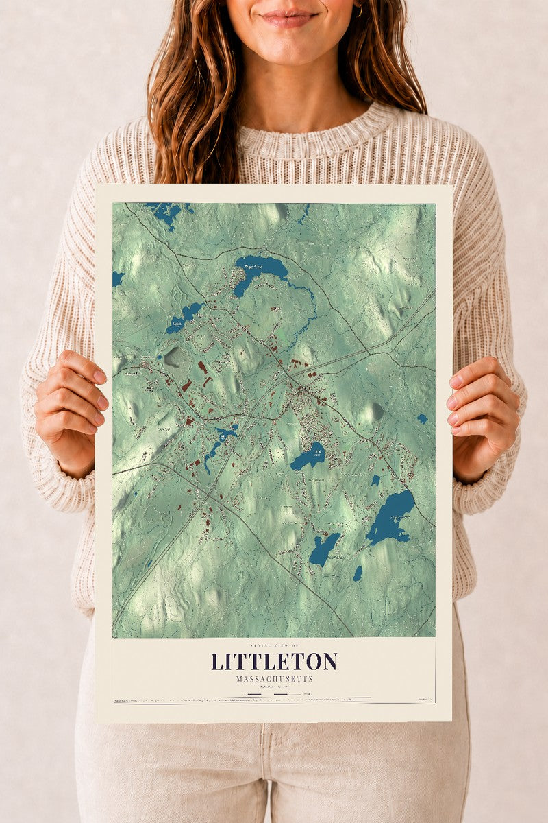 Littleton, Massachusetts map print - 12 x 18 archival matte print
