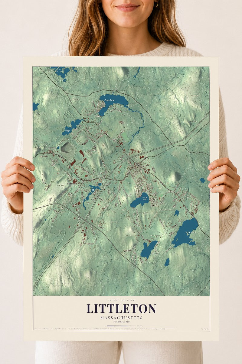 Littleton, Massachusetts map print - 18 x 24 archival matte print