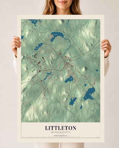 Littleton, Massachusetts map print - 24 x 36 archival matte print