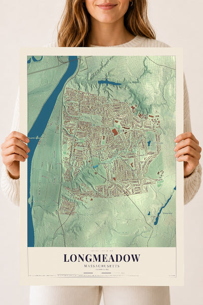 Longmeadow, Massachusetts map print - 18 x 24 archival matte print