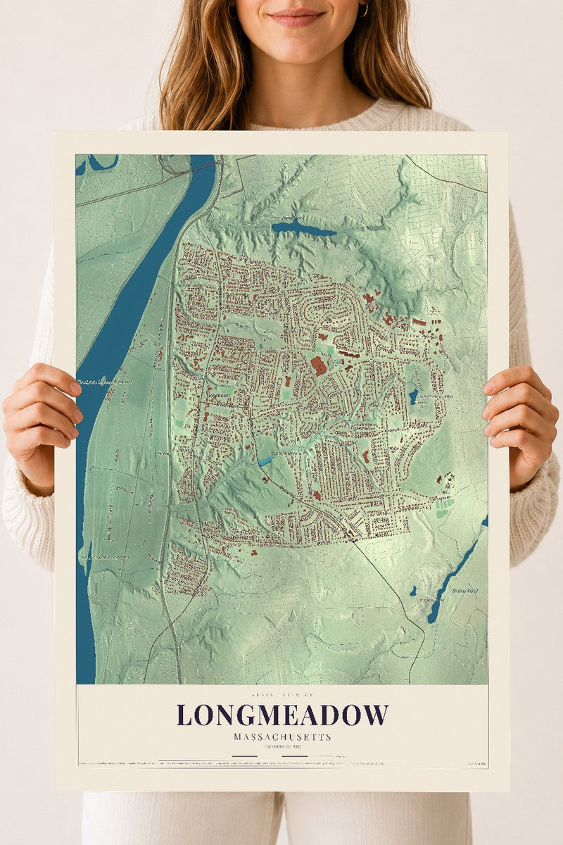 Longmeadow, Massachusetts map print - 18 x 24 archival matte print