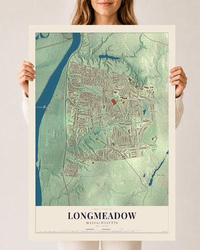 Longmeadow, Massachusetts map print - 24 x 36 archival matte print