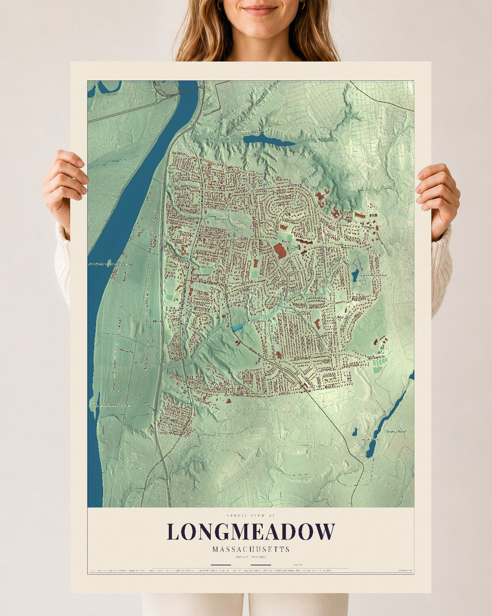 Longmeadow, Massachusetts map print - 24 x 36 archival matte print
