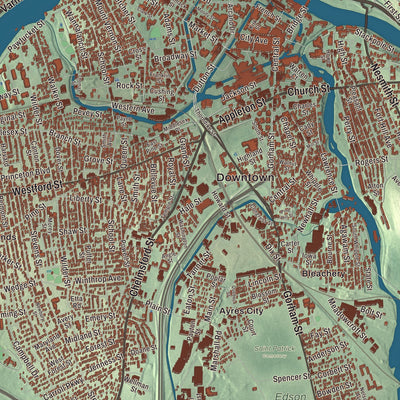 Street and neighborhood detail from the Lowell, Massachusetts map