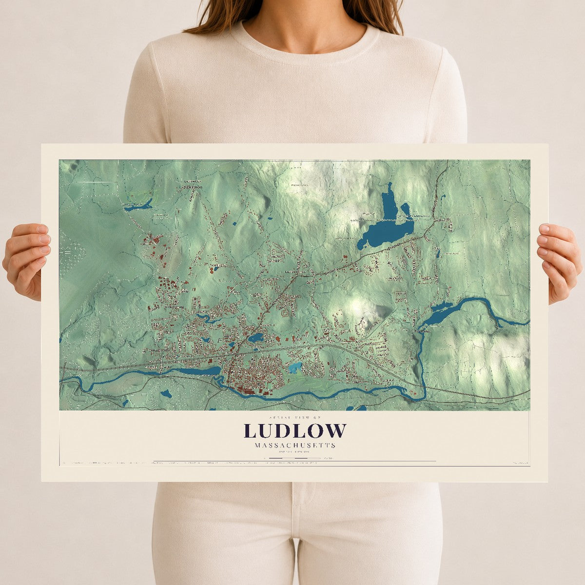 Ludlow, Massachusetts map print - 12 x 18 archival matte print