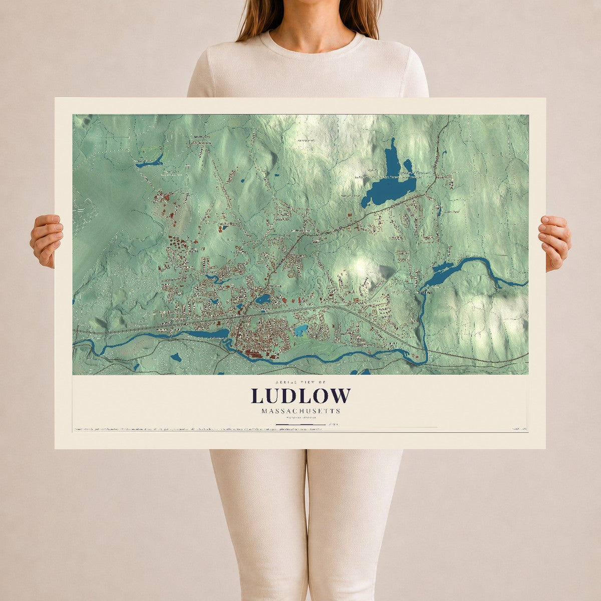 Ludlow, Massachusetts map print - 24 x 36 archival matte print