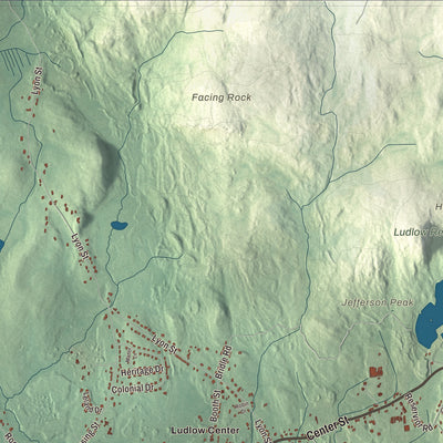 Terrain and local geography detail from the Ludlow, Massachusetts map