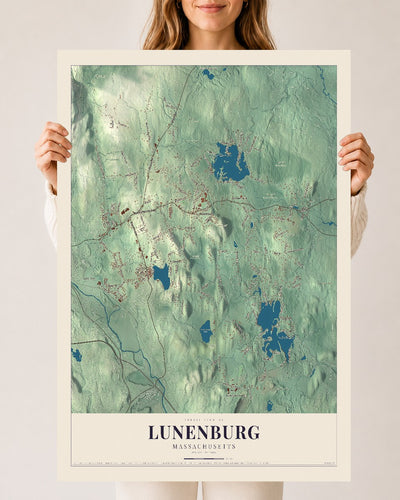 Lunenburg, Massachusetts map print - 24 x 36 archival matte print