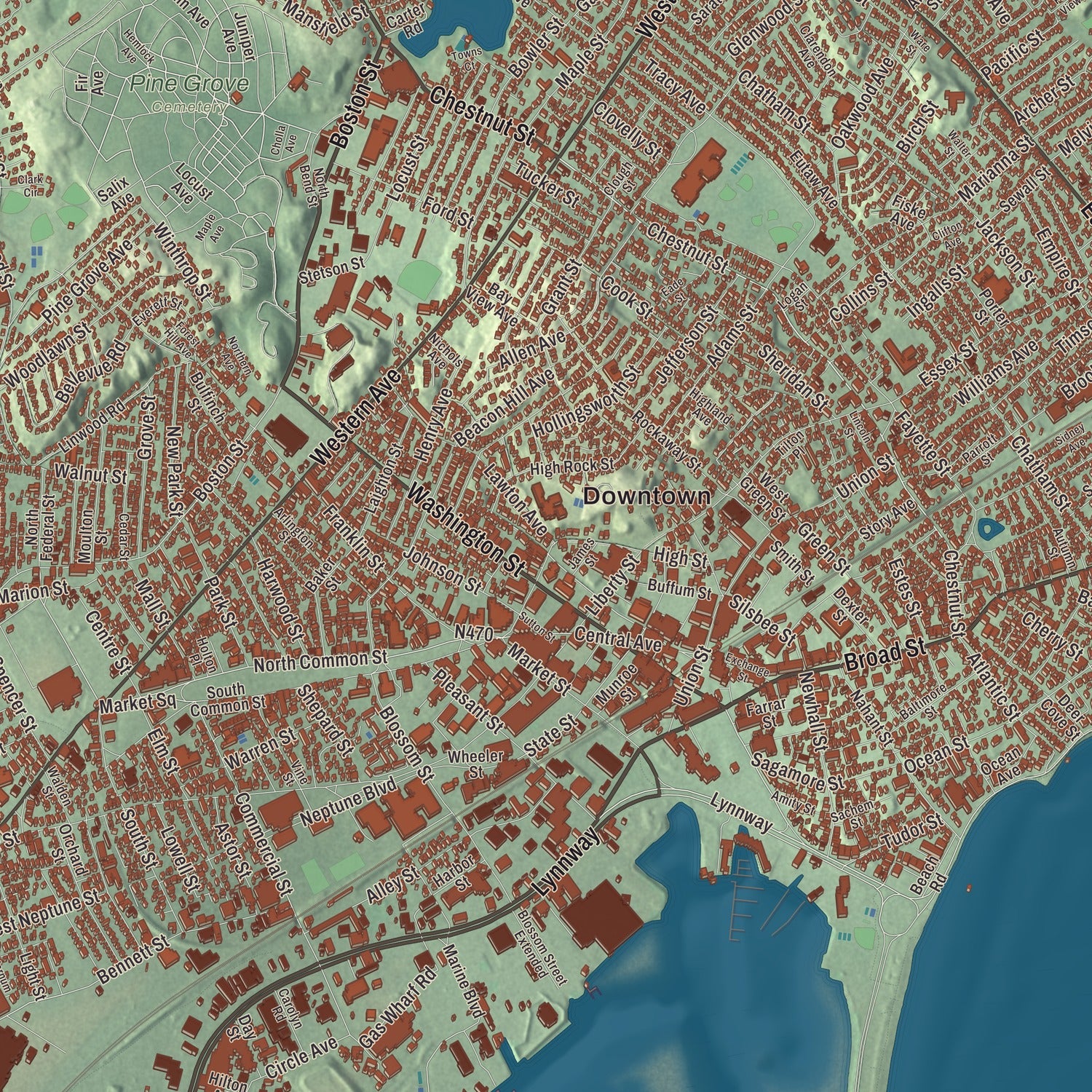 Street and neighborhood detail from the Lynn, Massachusetts map