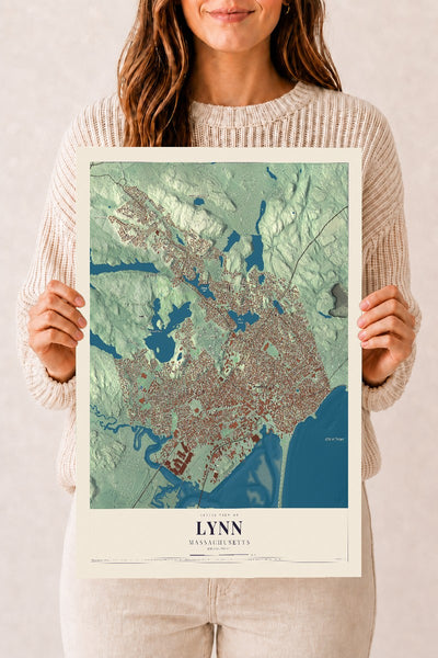 Lynn, Massachusetts map print - 12 x 18 archival matte print
