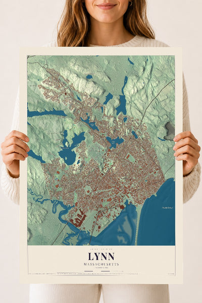 Lynn, Massachusetts map print - 18 x 24 archival matte print