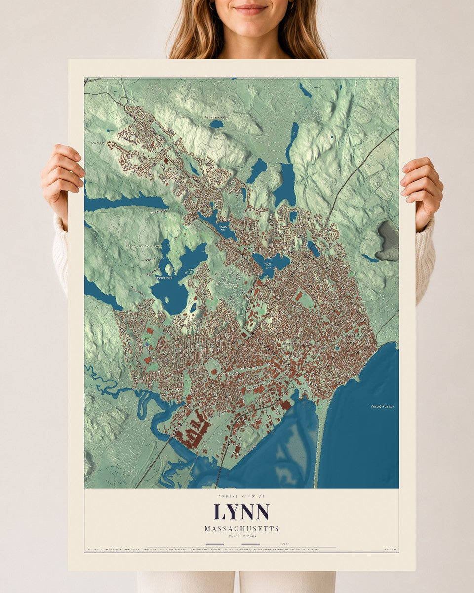 Lynn, Massachusetts map print - 24 x 36 archival matte print