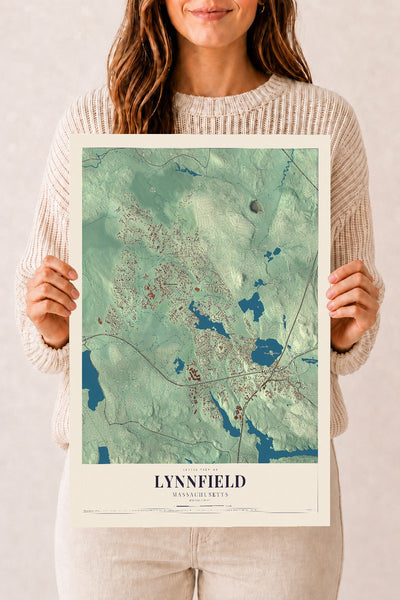 Lynnfield, Massachusetts map print - 12 x 18 archival matte print
