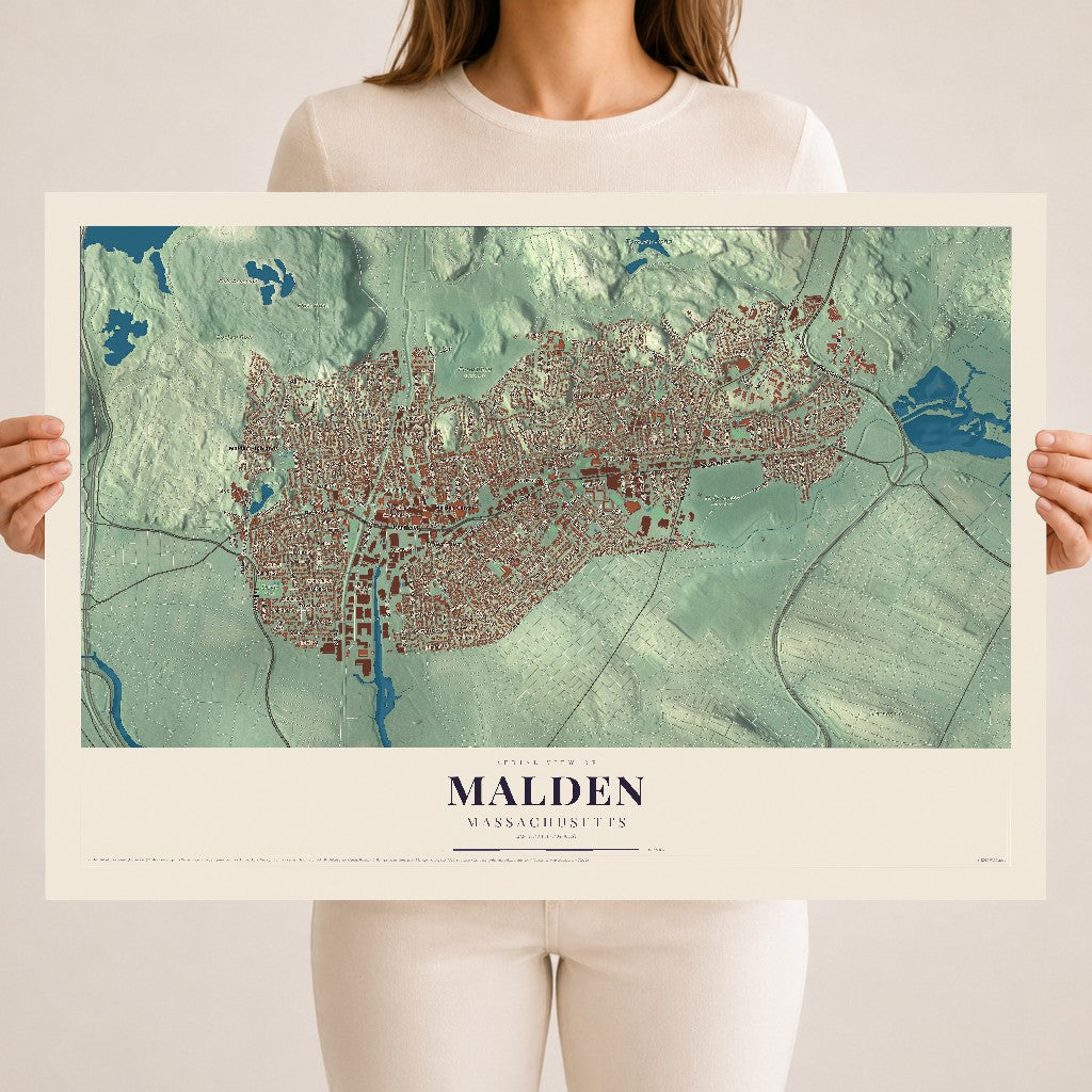 Malden, Massachusetts map print - 18 x 24 archival matte print
