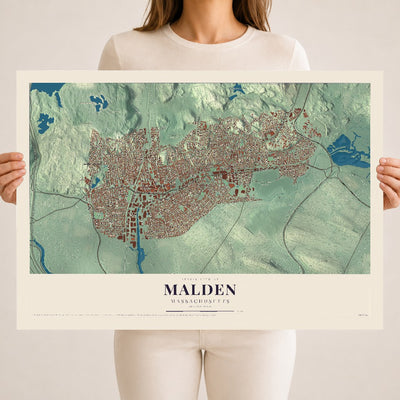 Malden, Massachusetts map print - 18 x 24 archival matte print