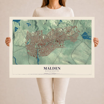 Malden, Massachusetts map print - 24 x 36 archival matte print