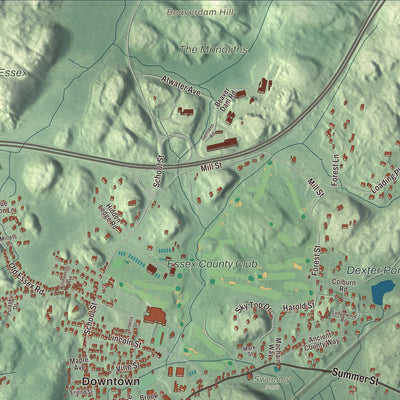 Terrain and local geography detail from the Manchester-by-the-Sea, Massachusetts map