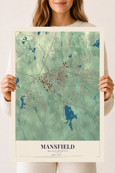 Mansfield, Massachusetts map print - 18 x 24 archival matte print