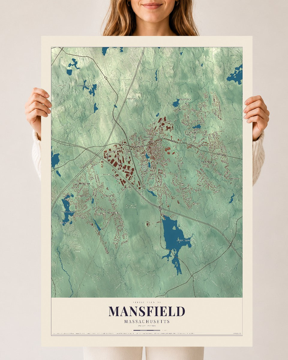 Mansfield, Massachusetts map print - 24 x 36 archival matte print
