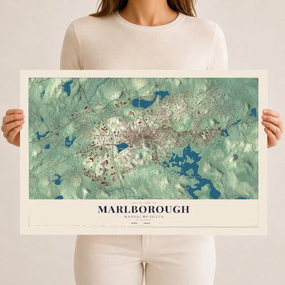 Marlborough, Massachusetts map print - 12 x 18 archival matte print