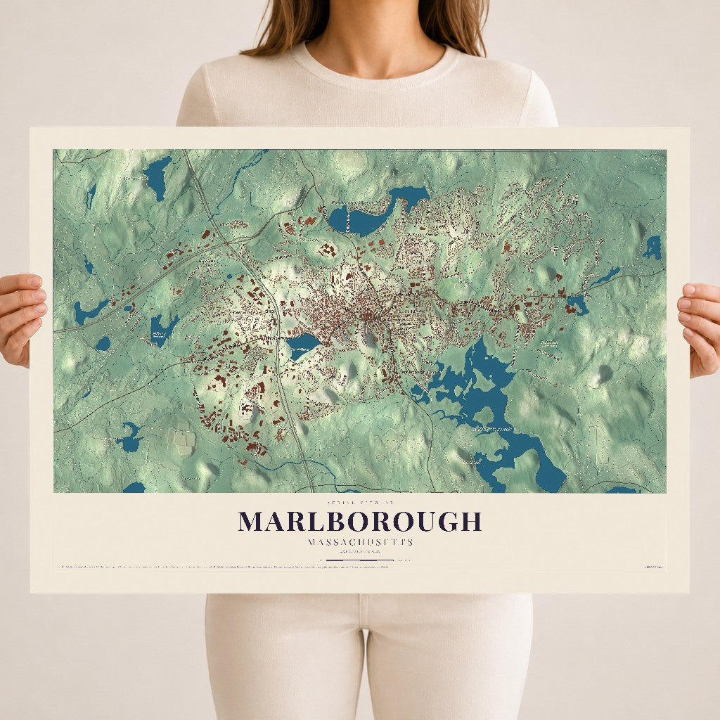 Marlborough, Massachusetts map print - 18 x 24 archival matte print