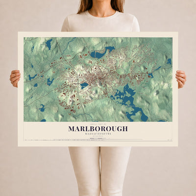 Marlborough, Massachusetts map print - 24 x 36 archival matte print