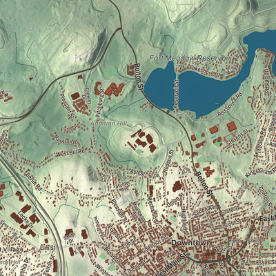 Terrain and local geography detail from the Marlborough, Massachusetts map