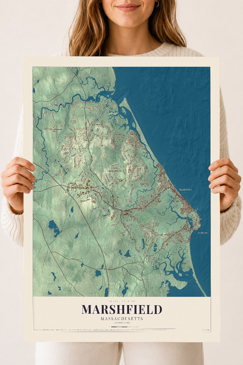 Marshfield, Massachusetts map print - 18 x 24 archival matte print